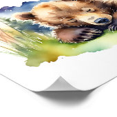 Poster Panneau de la table baby shower de l'ours d'attent (Coin)