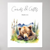 Poster Panneau de la table baby shower de l'ours d'attent (Devant)