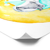 Poster Panneau de la table baby shower Elephant sur la lu (Coin)