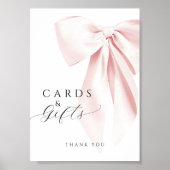 Poster Panneau de la table Baby shower Pink Bow Cartes et (Devant)