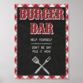 Poster Panneau de la table BBQ Anniversaire Burger 5x7 Ja (Devant)