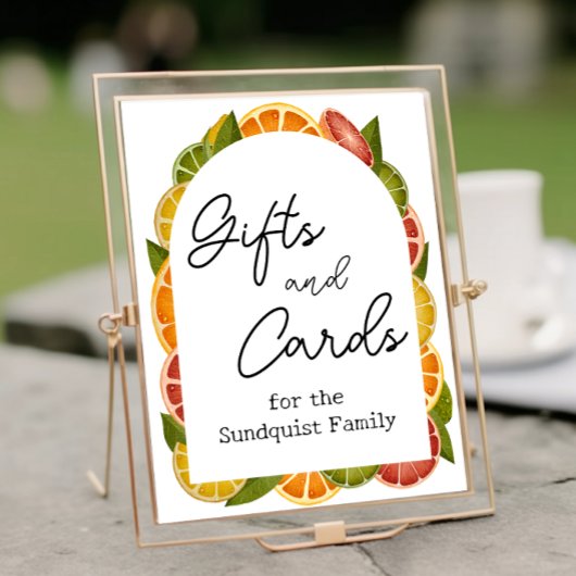 Poster Panneau de la table cadeau Baby shower Citrus