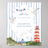 Poster Panneau de la table cadeau Baby shower nautique (Devant)