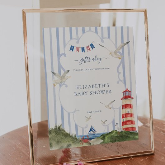 Poster Panneau de la table cadeau Baby shower nautique