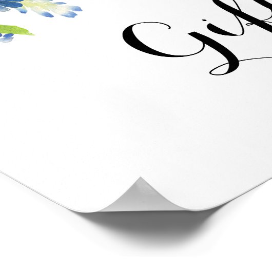 Poster Panneau de la table cadeau Blue Floral Hydrangea (Coin)