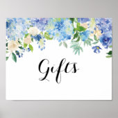 Poster Panneau de la table cadeau Blue Floral Hydrangea (Devant)