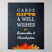 Poster Panneau de la table cadeau Mariage Chalkboard Feui (Devant)