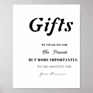 Poster Panneau de la table cadeau minimale pour la Fête d