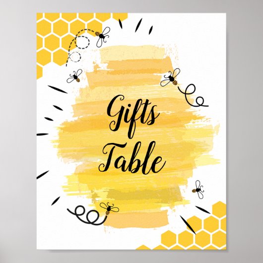 Poster Panneau de la table Cadeaux d'abeille aquarelle (Devant)