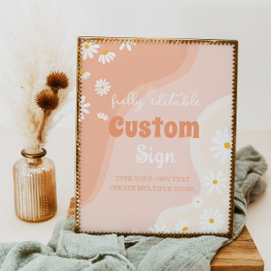 Poster Panneau de la table d'anniversaire Boho Daisy supe