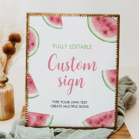 Poster Panneau de la table d'anniversaire de la pastèque