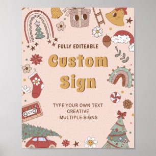 Poster Panneau de la table d'anniversaire de Noël Super