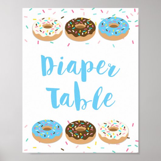 Poster Panneau de la table de couches Bleu Donut Sprinkin (Devant)