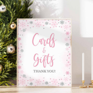 Poster Panneau de la table de douche Pink Winter Cards & 