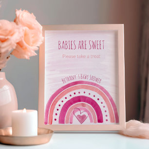 Poster Panneau de la table de préférence Baby shower rose