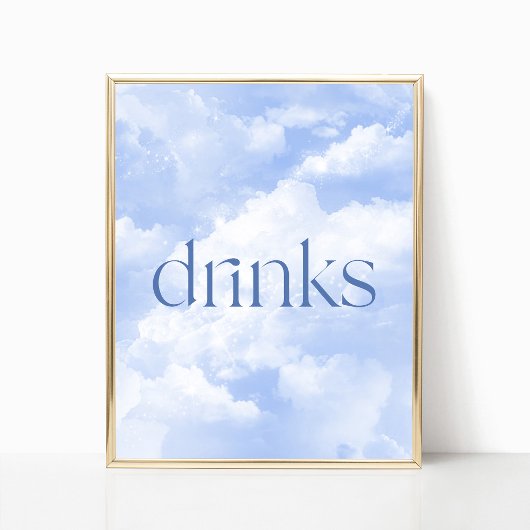 Poster Panneau de la table des boissons Blue Sparkly Clou