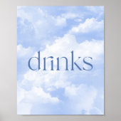 Poster Panneau de la table des boissons Blue Sparkly Clou (Devant)