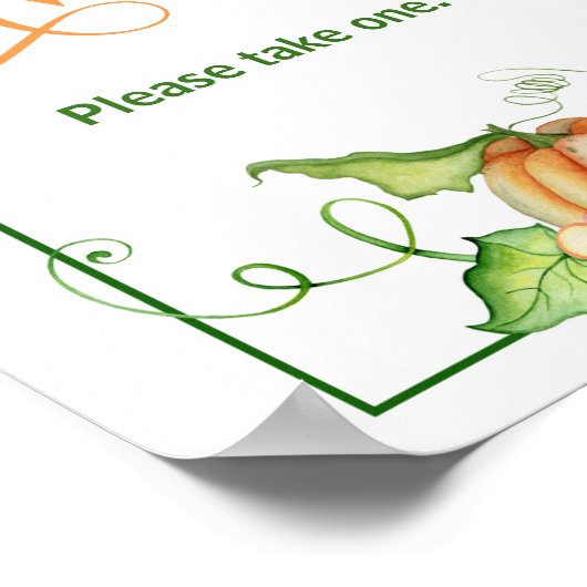 Poster Panneau de la table Little Citrouille Baby shower  (Coin)