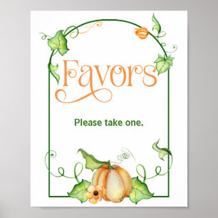Poster Panneau de la table Little Citrouille Baby shower 
