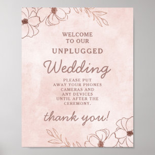 Poster Panneau de la table Mariage débranchée Blush Rose 
