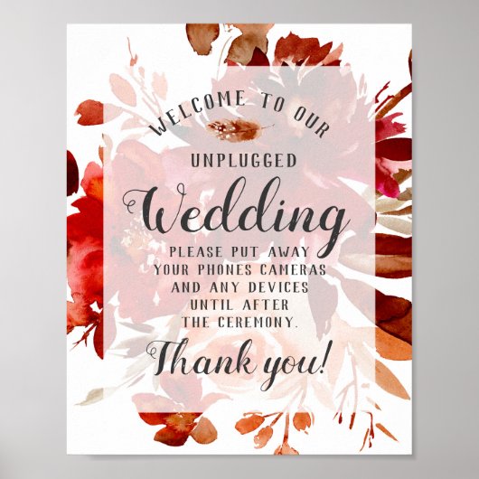 Poster Panneau de la table Mariage florale de beauté rust (Devant)