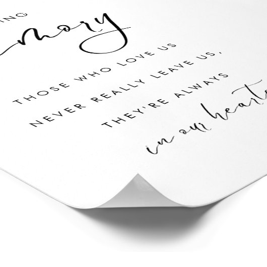 Poster Panneau de la table Mariage moderne In Love Memory (Coin)