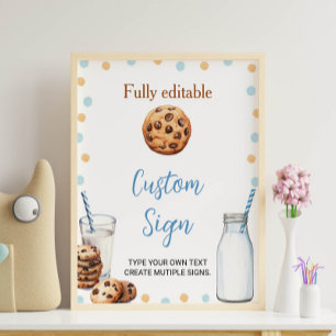Poster Panneau de la table personnalisée Lait et cookies