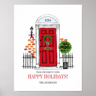 Poster Panneau de l'affiche de la porte de Noël des Fêtes