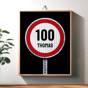 Poster Panneau de limitation de vitesse pour 100e anniver