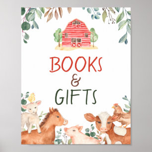Poster Panneau de livres et cadeaux d'animaux de ferme