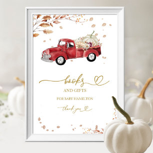 Poster Panneau de livres pour bébé camion vintage rouge a