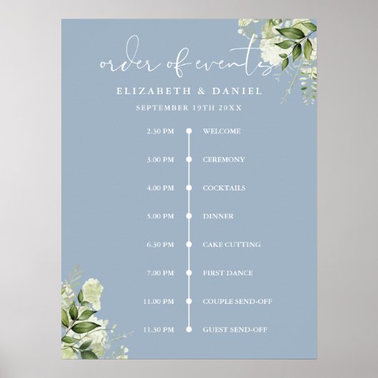 Poster Panneau de l'ordre des événements de mariage avec (Devant)