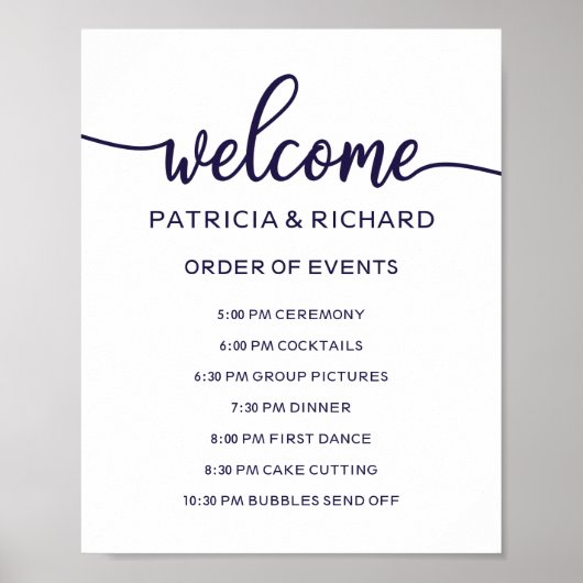 Poster Panneau de l'ordre des événements de mariage | Chi (Devant)