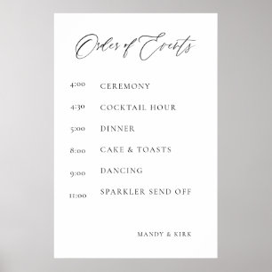 Poster Panneau de l'ordre des événements de mariage Élé