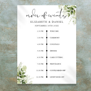 Poster Panneau de l'ordre des événements de mariage flora
