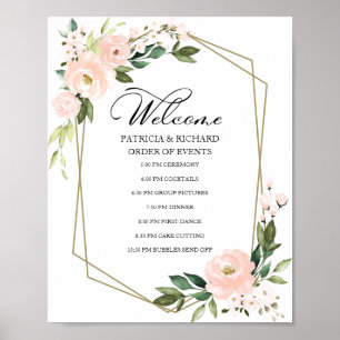 Poster Panneau de l'ordre des événements de mariage flora
