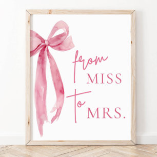 Poster Panneau De Mademoiselle À Madame Avec Un Nœud Rose