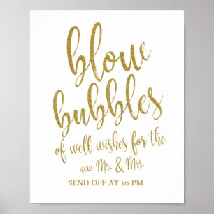 Poster Panneau de mariage 8x10 Bulles d'envoi paillettes