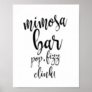 Poster Panneau de mariage 8x10 Mimosa Bar Noir et Blanc