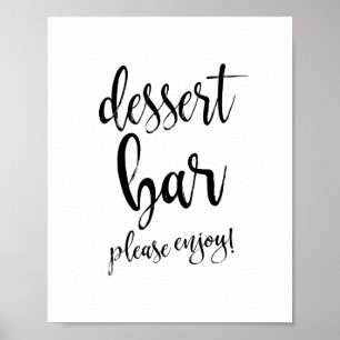 Poster Panneau de mariage 8x10 noir et blanc Dessert Bar