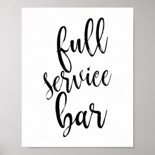 Poster Panneau de mariage 8x10 noir et blanc pour bar à s