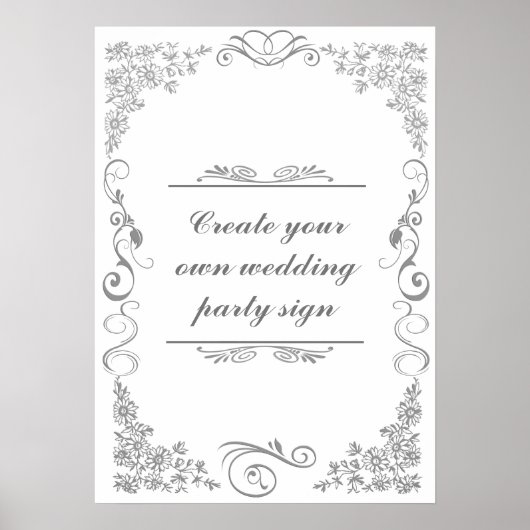 Poster Panneau de mariage à bordure décorative en spirale (Devant)
