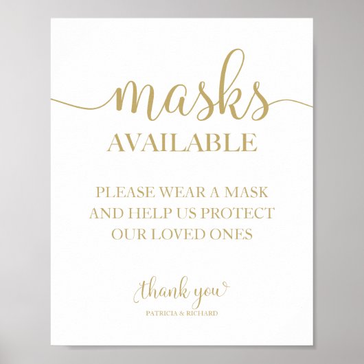 Poster Panneau de mariage à calligraphie simple Masques D (Devant)