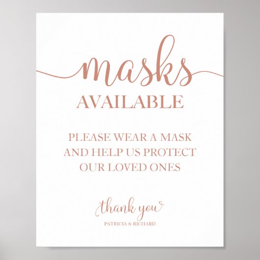 Poster Panneau de mariage à calligraphie simple Masques D (Devant)