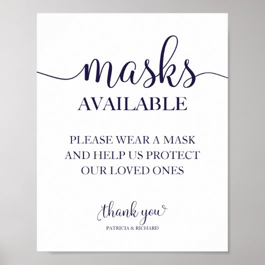 Poster Panneau de mariage à calligraphie simple Masques D (Devant)