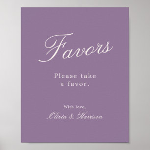 Poster Panneau de mariage à la calligraphie mauve
