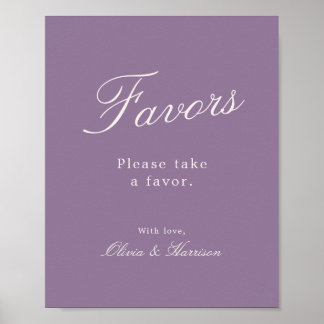 Poster Panneau de mariage à la calligraphie mauve