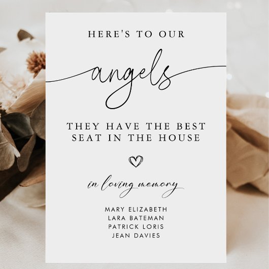 Poster Panneau de mariage à la mémoire avec une écriture