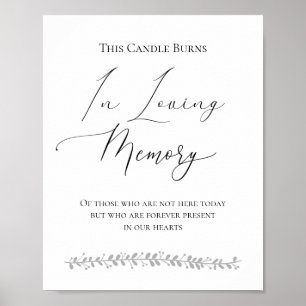 Poster Panneau de mariage à la mémoire de cette bougie qu