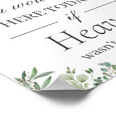 Poster Panneau de mariage à la mémoire des feuilles d'euc (Coin)